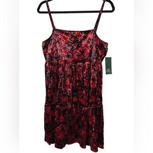 Wild Fable Women's Sleeveless Tiered Velvet Dress. Red. Size-M NWT